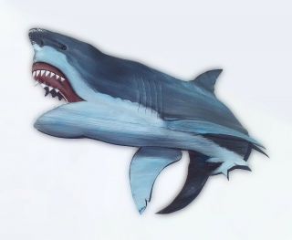 Great White Shark Carved Painted From Royal Palm Tree Frond Nautical Art Sharks