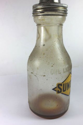 Sunoco Early Automobile Oil Bottle w/ Sunoco Yellow & Blue Logo 4