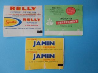 3 Diff.  Chewing Gum Wrappers Holland