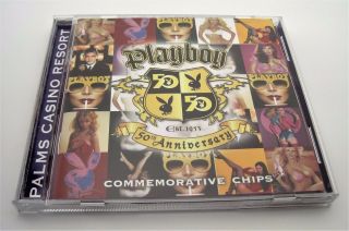 Set Of 5 Palms $5 Playboy 50th Anniversary Casino Chips Las Vegas Nv Hugh Hefner