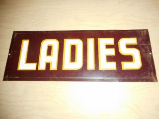 Vintage Metal Reflective " Ladies " Sign From The 1950 