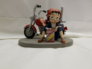 Betty Boop Sitting By Motorcycle Figurine With Gas Can.  No Box 6838 Rare