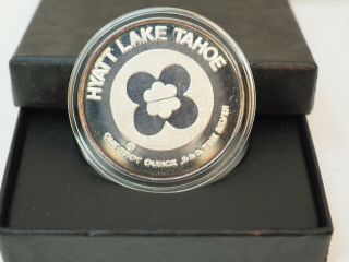 Casino Hyatt Hotel Lake Tahoe coin.  999 Fine Silver 1 troy OZ NYE 1986 no Box 6
