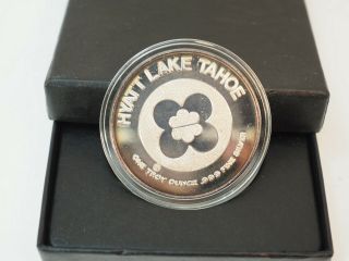 Casino Hyatt Hotel Lake Tahoe coin.  999 Fine Silver 1 troy OZ NYE 1986 no Box 8