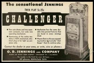 1947 Jennings Slot Machine Challenger Photo Vintage Trade Print Ad