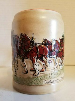 1980 Budweiser Champion Clydesdales Holiday Beer Stein Mug 1st Series Ceramarte 4