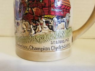 1980 Budweiser Champion Clydesdales Holiday Beer Stein Mug 1st Series Ceramarte 7