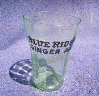 Rare C,  1926 Blue Ridge Ginger Ale Depression Glass Green Soda Foutain Item.