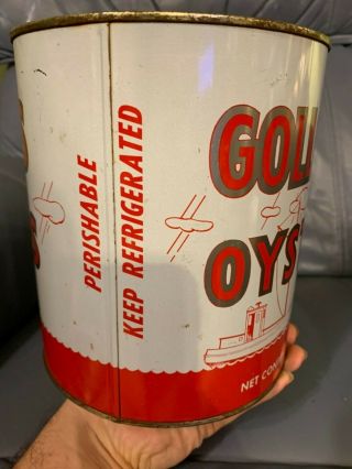 Very Rare Gollott ' s Brand One Gallon Oyster Tin Can Biloxi Mississippi Miss 96 8