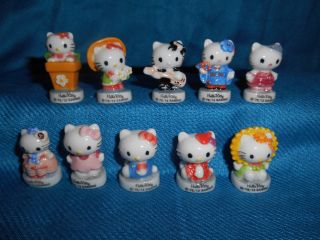 Bonjour Hello Kitty Set 10 Mini Figurine French Porcelain Feves Sanrio Figures