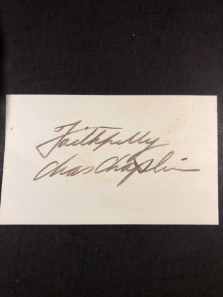 Charlie Chaplin Charles Comedian signed Signature Autograph Cut Card Authentic 2
