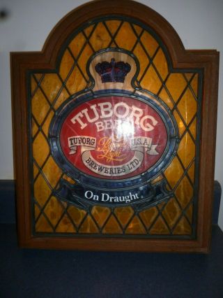Tuborg Beer Sign,  Usa,  Lighted,  Plastic " On Draught ",  Vgc $60