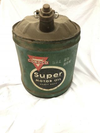 Vintage Conoco Motor Oil 5 Gallon Can