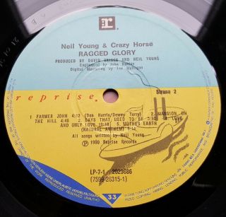 NEIL YOUNG&CRAZY HORSE - RAGGED GLORY RARE YUGOSLAVIAN LP 1990 NM w/INNER SLEEVE 5