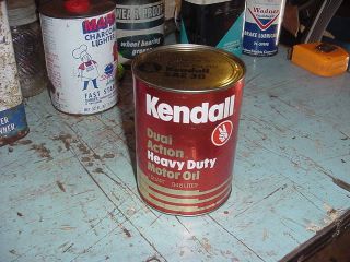 Vintage Kendall Dual Action Full Can Motor Oil 1 Qt Cardboard Prop Decor Sae 30