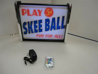 Play Skee Ball 5 Cents Led Display Light Sign Box