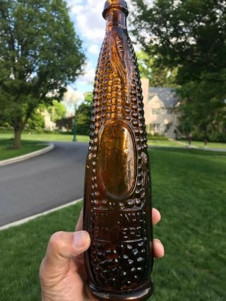 National Figural Bitters Bottle Ear Of Corn Patent 1867 Light Orange Amber