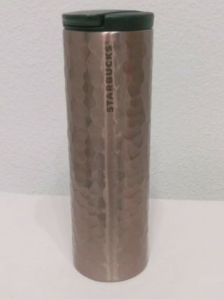 Starbucks 2012 Limited Edition 16oz Hammered Rose Gold Tumbler Insulated Mug