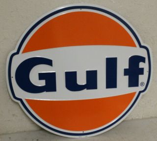 Large Vintage Style 24 " Gulf Gas Station Signs Man Cave Garage Decor Oil Can