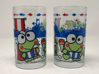 Vintage 1992 Sanrio Set Of 2 Kero Kero Keroppi Small Drinking Glasses Tumblers