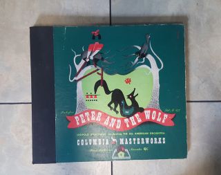 1941 Peter And The Wolf - - 3 Record Set 78 Rpm Stokowski/rathbon