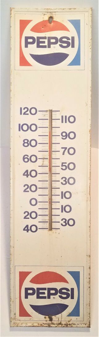 Vintage Pepsi Cola Thermometer Tin Soda 28 "