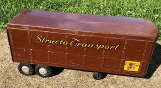 Vintage Brown Structo Transport Trailer Only Pressed Steel Refrigerated Express