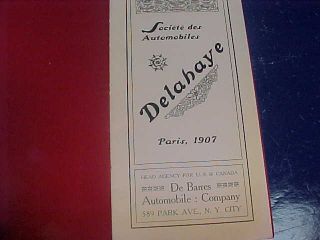 1907 DELAHAYE French AUTOMOBILE Illustrated ADVERTISING BROCHURE 3