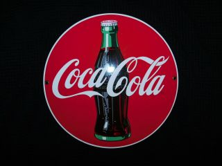 Vintage Retro Coca Cola Coke Porcelain Enameled 11 - 1/4 " Round Sign Ande Rooney