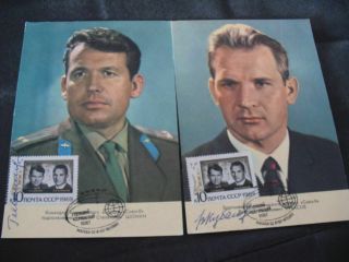 Sojus 6,  2x Portraitcards Orig.  Signed Kubassow,  Schonin,  Space