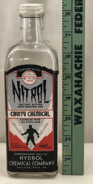 Nitrol Instant Action Post Mortem Cavity Chemical Embalming Fluid Bottle