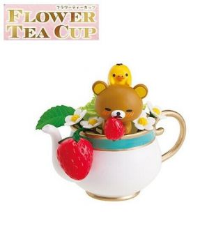 Re - Ment Rilakkuma Flower Tea Cup Figure 4 Kiiroitori Strawberry Ranunculus