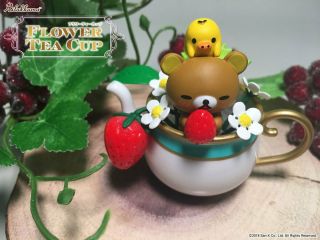 RE - MENT Rilakkuma Flower Tea Cup Figure 4 Kiiroitori Strawberry Ranunculus 2