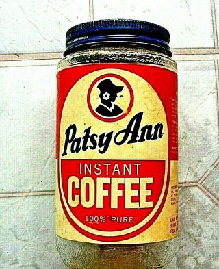 Vtg.  Instant Patsy Ann Instant Coffee Jar Alberts Supermarket Cinn O.