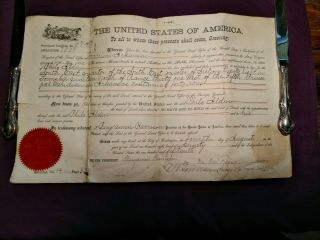 Signed Benjamin Harrison President,  Usa 1890 Land Deed,  Dr.  Philo Alden