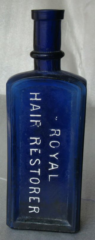 Antique Medicine Bottle Royal Hair Restorer Cobalt Blue