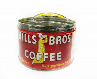 Vintage Hills Brothers Coffee Tin Advertisement Red Can 1 lb 2