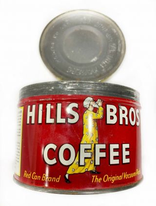 Vintage Hills Brothers Coffee Tin Advertisement Red Can 1 lb 5