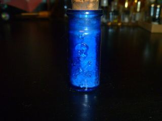 Poison Bottle Antique Cobalt Blue Glass Skull Bones Poison Bottle Embossed