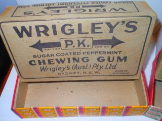 2 Old WRIGLEYS Chewing Gum PK cardboard boxes milkbar shop display sign Aust 4