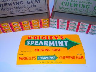 2 Old WRIGLEYS Chewing Gum PK cardboard boxes milkbar shop display sign Aust 5