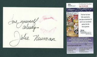 Julie Numar Signed 4 " X6 " Card With Lipstick Jsa Authenticated Catwoman