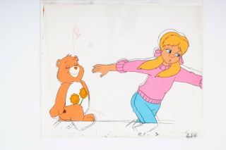 The Care Bears Movie 1985 Nelvana Animation Cel Friend Bear And Kim