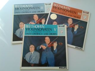 Oistrakh & Oborin - Beethoven Violin Sonatas 2,  3,  5 - 3 Lps Philips Hifi Stereo