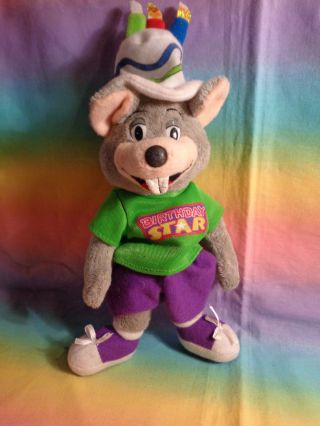 2008 Chuck E.  Cheese Birthday Star Plush - Limited Edition - Cake W/ Candles Hat