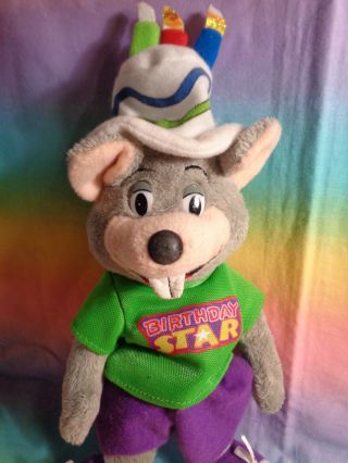 2008 Chuck E.  Cheese Birthday Star Plush - Limited Edition - Cake w/ Candles Hat 2
