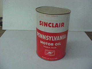 Vtg.  Sinclair Pennsylvania Premium Grade 5 Qt.  Metal Oil Can