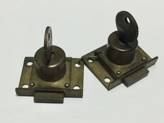 2 Mills Novelty Co Antique Slot Machine Locks,  2 Keys W/matching 
