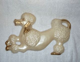 Vintage 1960s Atomic Poodle Dog Wall Plaque Large Mid - Century Modern Gold Retro