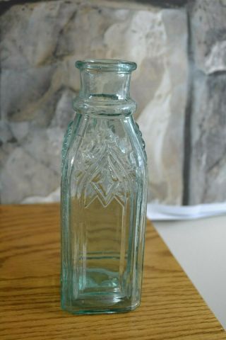 Outstanding Antique Cathedral Pickle Bottle - Blue Green,  Fabulous Nr